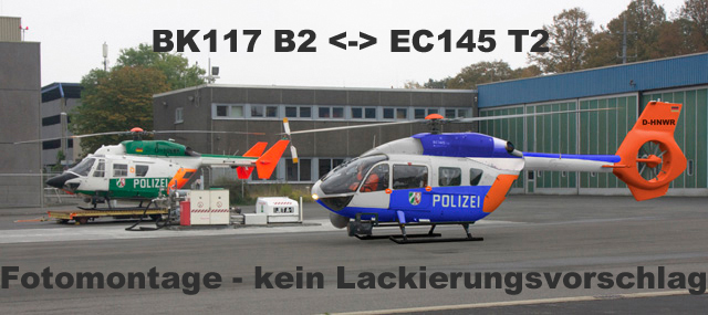 BK117 versus EC145T2 Fotomontage